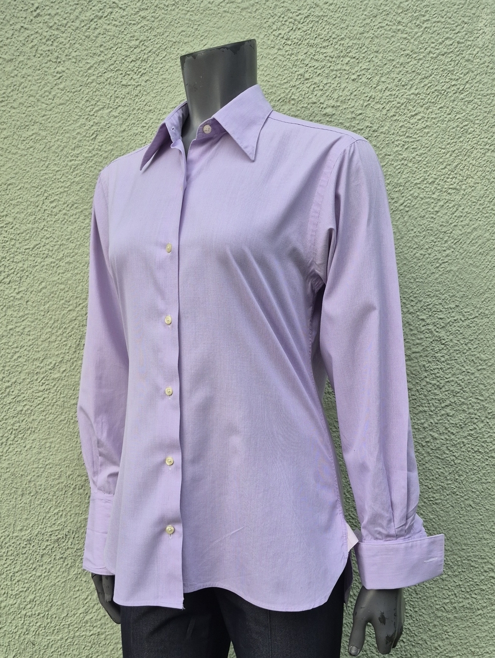 Thomas PINK Ladies Lavender Pure Cotton Striped Button-Up Luxury Top/Shirt